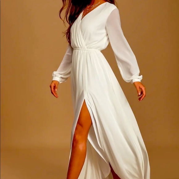Lulus Dresses & Skirts - LULUS, Wondrous Water Lilies White Maxi Dress
 size large NWT feminine chiffon